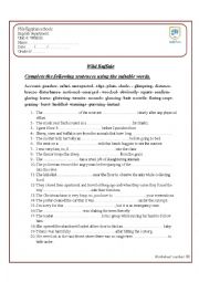 English Worksheet: complete using the following vocabulary