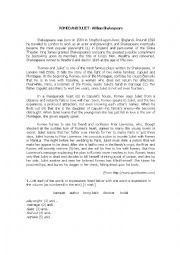English Worksheet: Romeo and Juliet - William Shakespeare
