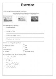 English Worksheet: Exercise for beginners 