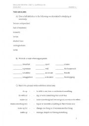 English Worksheet: Rephrasing Verbal Tenses