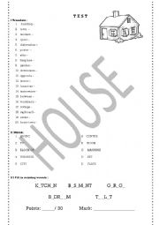 HOUSE - topic vocabulary test