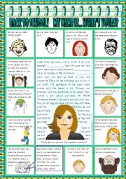 English Worksheet: Back to School!  My Name Is...Whats Yours?