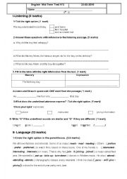 English Worksheet: 8th form mid term test 2 