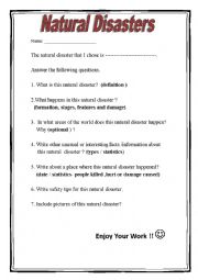 English Worksheet: Natural Disasters