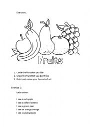 English Worksheet: colouring fruits worksheet