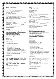 Sorry - Justin Bieber song worksheet