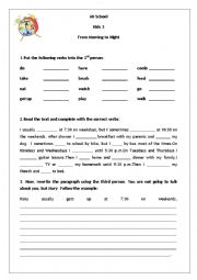 English Worksheet: Daily Routine 1st and 3rd person