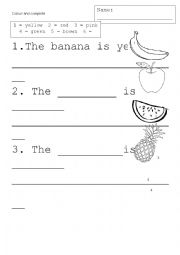 English Worksheet: Colour the fruit