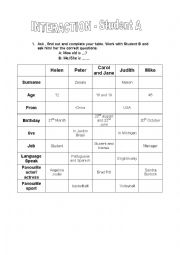 English Worksheet: Personal Information - Interaction