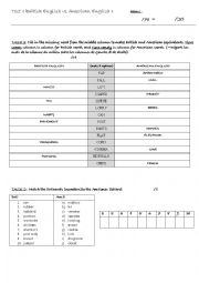 English Worksheet: TEST - British English vs American English (vocab & spelling)
