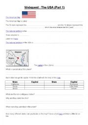 English Worksheet: Webquest USA (Part 1)