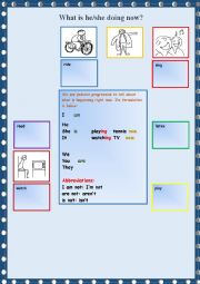 English Worksheet: Present Continous Tense Writing & Speaking I