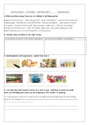 English Worksheet: birthday party