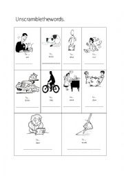 English Worksheet: Unscramble the verbs