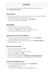 English Worksheet: The future tense - an overview