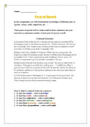 English Worksheet: Parts of Speech 
