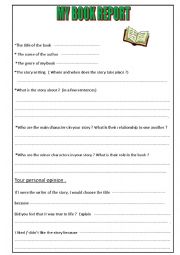 English Worksheet: Book Report 