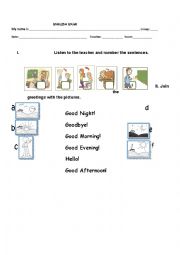 English Worksheet: Greetings test