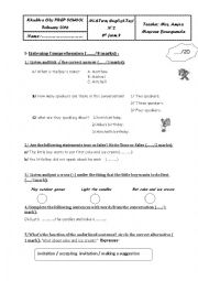 English Worksheet: mid term test 2 8th listening part 