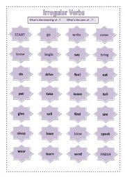 English Worksheet: Irregular Verbs Board Game