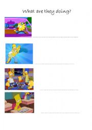 English Worksheet: Simpsons and Present Continuous