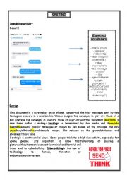English Worksheet: The dangers of sexting and bullying (speaking and listening activities)