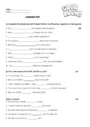 English Worksheet: PRESENT PERFECT TEST