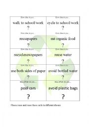 English Worksheet: go green speaking cards