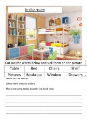 English Worksheet: in the room