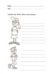 English Worksheet: Whats he wearing
