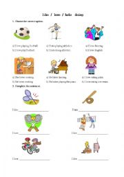 English Worksheet: like/love/hate doing