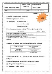 English Worksheet: FULL TERM TEST N3