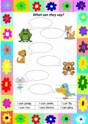 English Worksheet: What can they say?