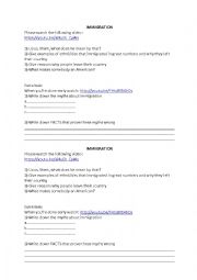 English Worksheet: Immigration - Video activities