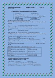 English Worksheet: test review of grammar and functions