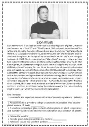 English Worksheet: Elon Musk 
