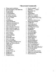 English Worksheet: Classroom Commands