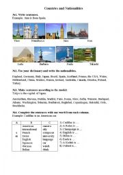 English Worksheet: Countries and nationalities