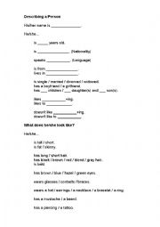 English Worksheet: Describe a Person