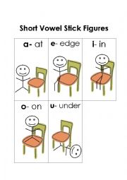 English Worksheet: Short vowel stick figures