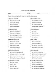 English Worksheet: Zero Conditional Multiple Choice Workshop