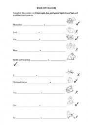 English Worksheet: HAVE GOT - HAS GOT