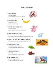 English Worksheet: Idioms with food