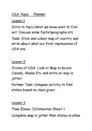 English Worksheet: USA TOPIC Plan