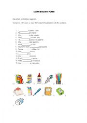 English Worksheet: School Supplies - Has/Have