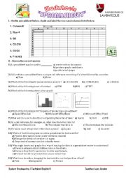 English Worksheet: SPREADSHEET QUIZ