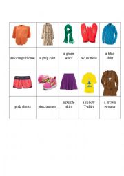 English Worksheet: Clothes- memory game