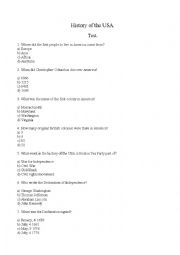 English Worksheet: History of the USA.Test