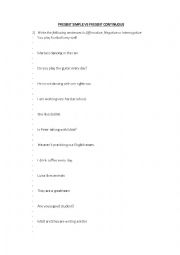 English Worksheet: Present simple vs present continuous