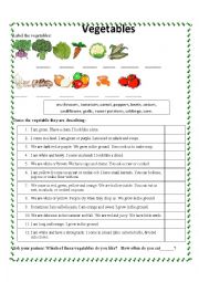 English Worksheet: Vegetables